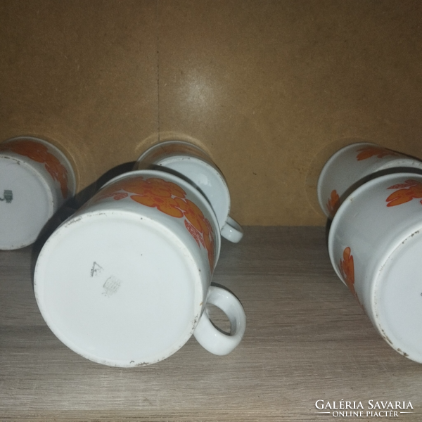 6 Zsolnay floral porcelain mugs