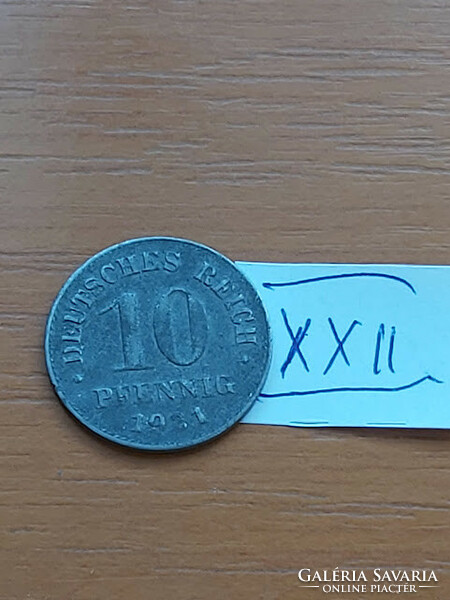 German Empire deutsches reich 10 pfennig 1921 zinc, ii. William xxii
