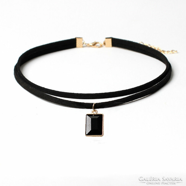 Nym44 - golden pendant on a double leather strip