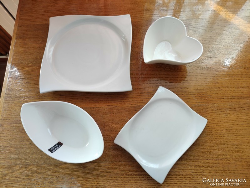 Home design fehér absztrakt formájú fehér tányér tálka csomag