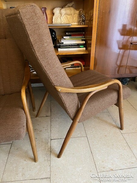 Pair of retro armchairs. Mid century Antonin Suman Ton, Czechoslovakia 1950.