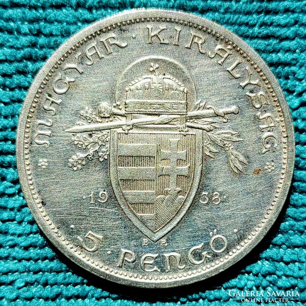 Saint István 5 pence 1938 (silver)