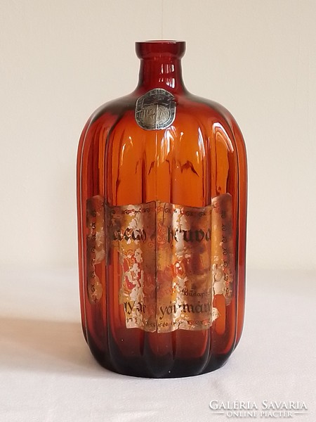 Antique old brown zwack &co Budapest drink bottle, special ribbed shape, extremely rare, collector's item
