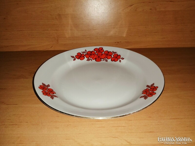 Zsolnay porcelain retro red floral flat plate 24 cm (2p)