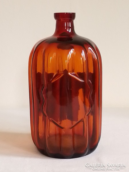 Antik régi barna Zwack &Co Budapest italos palack különleges bordázott forma extrém RITKA, gyűjtői