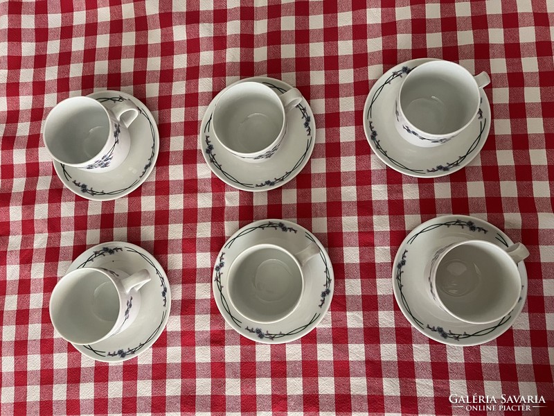 Alföldi porcelán kávés készlet, nefelejcs mintával