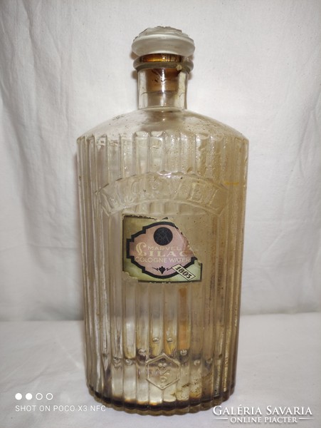 Nagy méretű jelzett MARVEL LILAC Cologne Water antik parfümös üveg dugóval