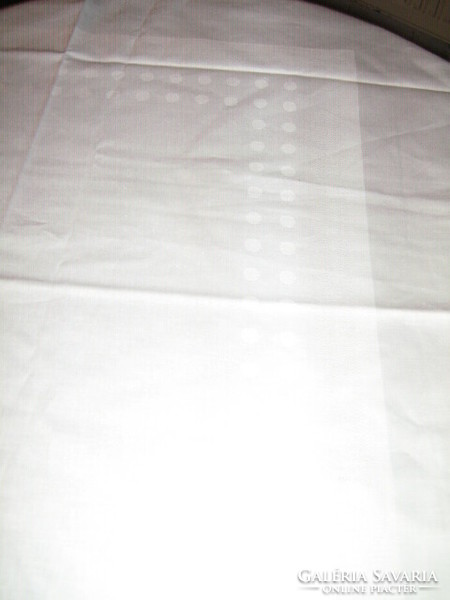 Beautiful vintage speckled white damask tablecloth, tablecloth