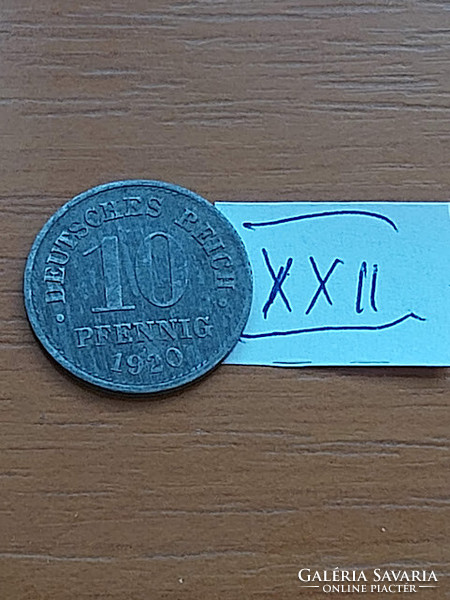 German Empire deutsches reich 10 pfennig 1920 zinc, ii. William xxii