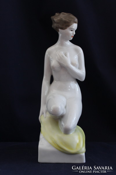 Hollóháza hand-painted kneeling female nude porcelain