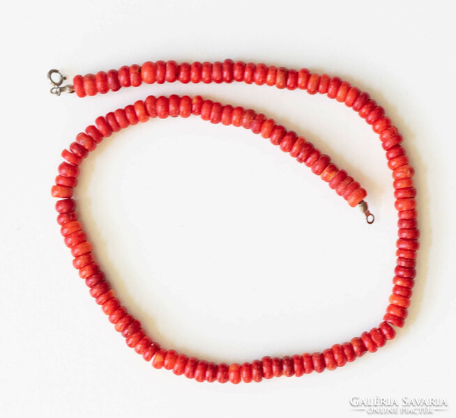 Red coral necklace - neck blue, jewelry (50 cm)