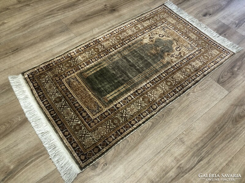 Kayseri - Turkish hand-knotted silk Persian prayer rug, 60 x 117 cm