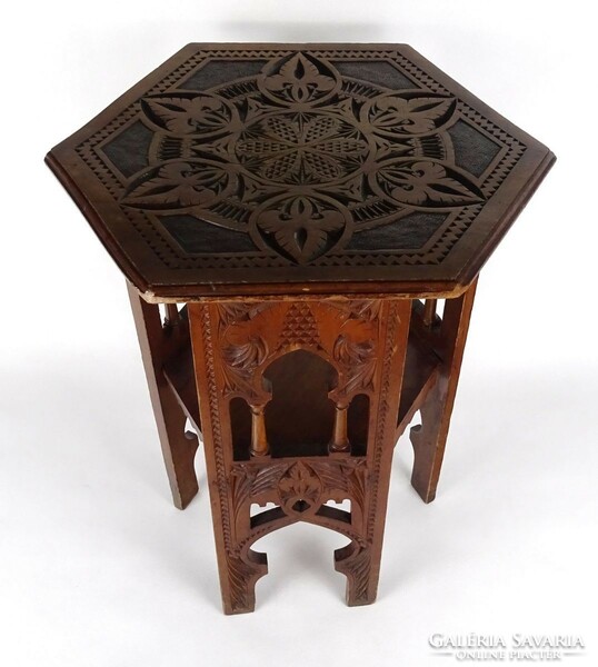1R051 orientalist small carved tea table 47 cm