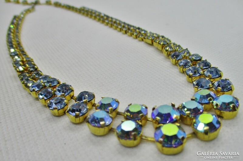 Beautiful antique blue play glass necklace with set stones