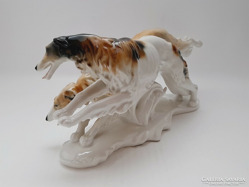 Ens dogs, greyhounds, large porcelain figure, 31 cm