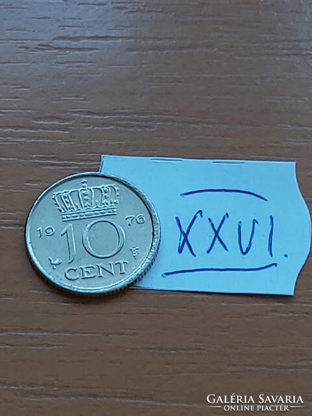 Netherlands 10 cents 1976 nickel, Queen Juliana xxvi