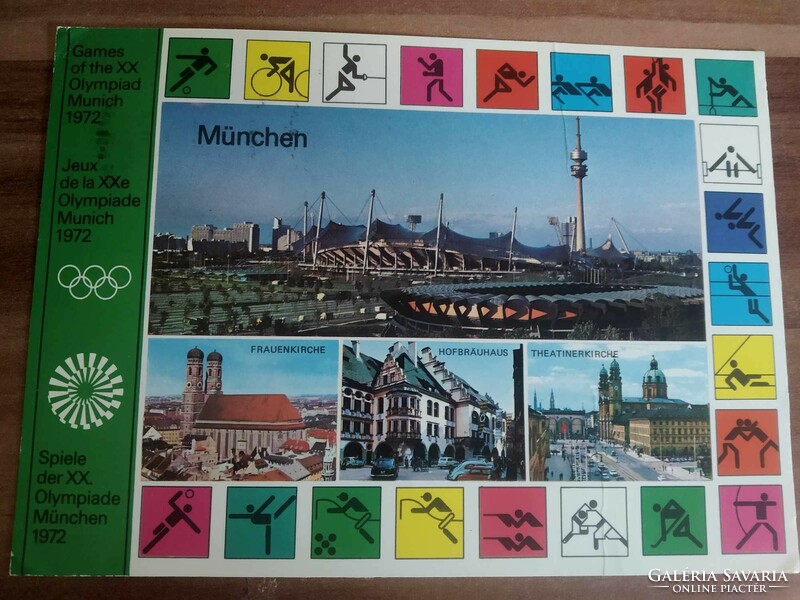 Régi képeslap, München, XX. olimpiai játékok, 1972, használt