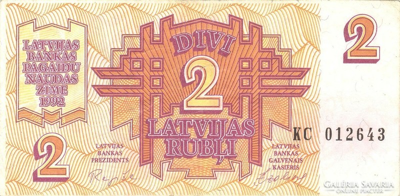 2 rubel rubli 1992 Lettország 1.