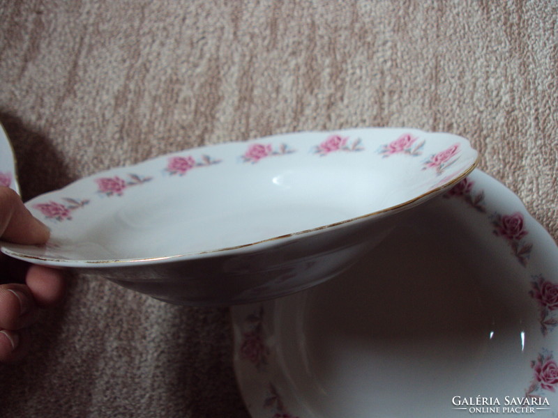 Retro régi kínai porcelán virág mintás leveses tányér mélytányér 3 db