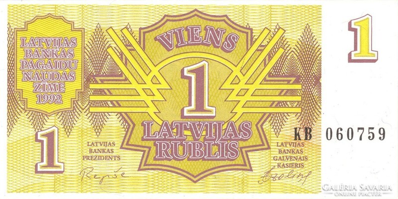 1 rubel rublis 1992 Lettország UNC
