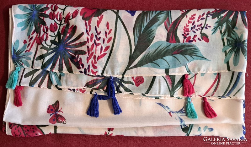 Women's scarf with flowers and birds, Italian stole (l4648)