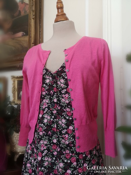 Woolovers size 36, s silk-cotton pink cardigan, caterpillar silk