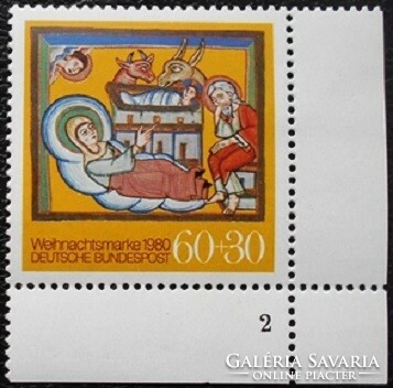 N1066s / Germany 1980 Christmas stamp postal clear curved corner