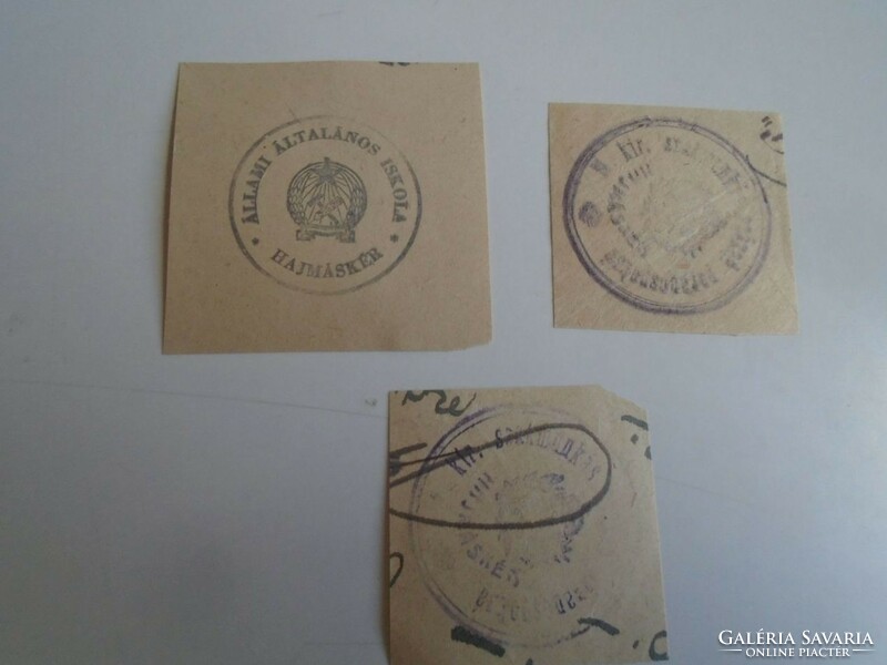 D202361  HAJMÁSKÉR  régi bélyegző-lenyomatok 3 db.   kb 1900-1950's