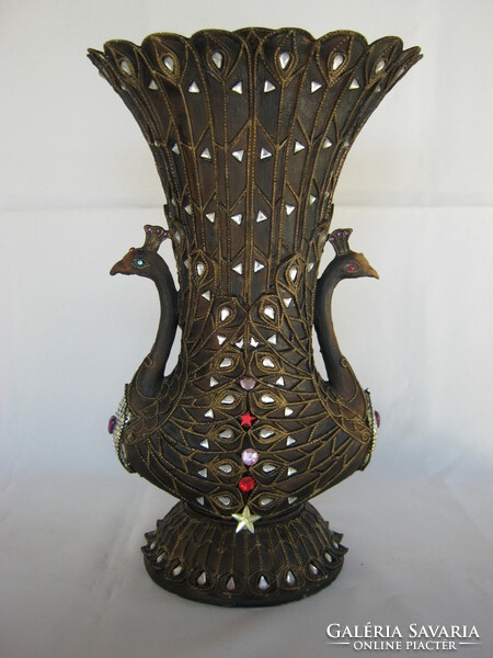 Bigger vase with birds and peacocks 30 cm