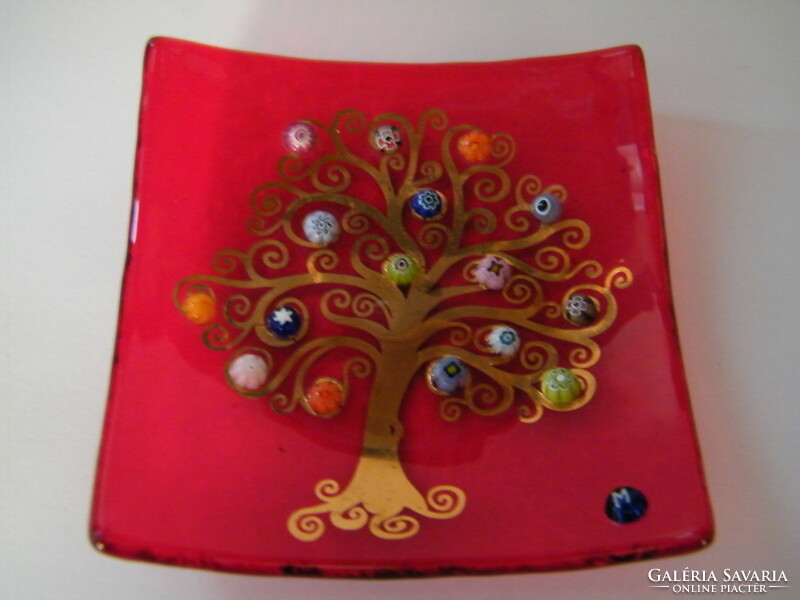 Murano Millefiori Klimt tree of life motif small plate, bowl