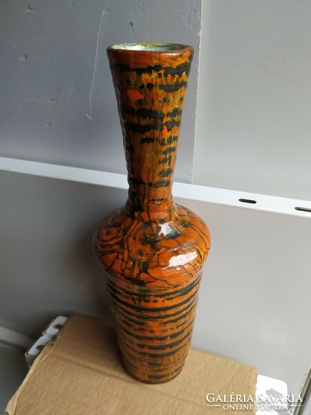 Gorka - nagyobb méretű váza csíkos dekorral, hibátlan, jelzett, 32 cm