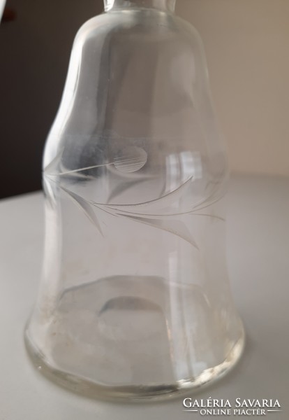 Vintage fújt és csiszolt üveg likőrös palack dugóval