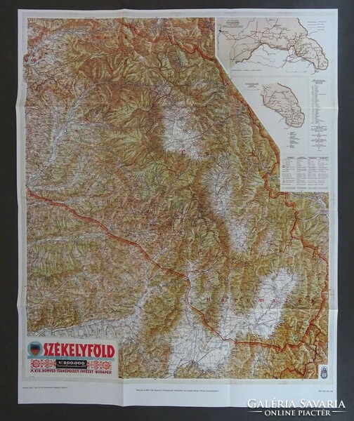 1R073 map of Székelyföld m.Kir. Honvéd cartography 67cm x 83cm