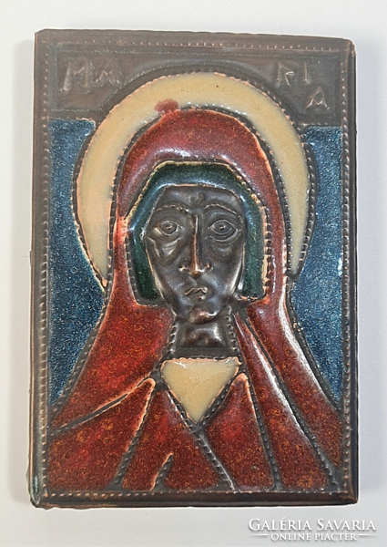 Tűzzománc Mária ikon