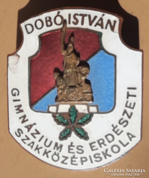István Dobó high school and forestry secondary school badge. Mouse. 33X28mm