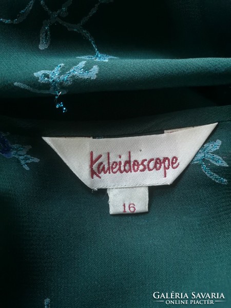 Kaleidoscope 42-44-es zöld viscose felsőruha, egzotikus strandruha, hosszú ing