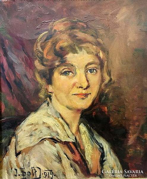Ivanácz Zsolt József (1869 - ?):Fiatal lány,1919-ben készült olaj festmény