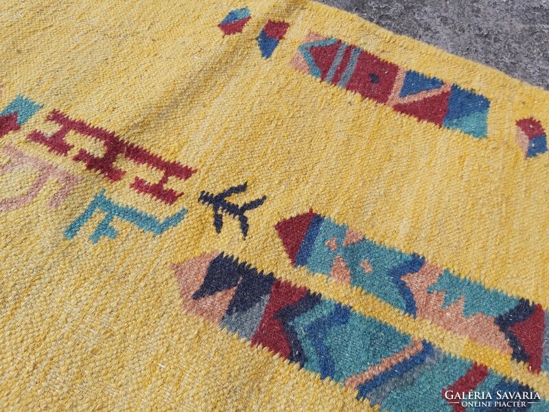 Hand-woven showy flat-woven wool rug 170 x 235 cm, slightly damaged