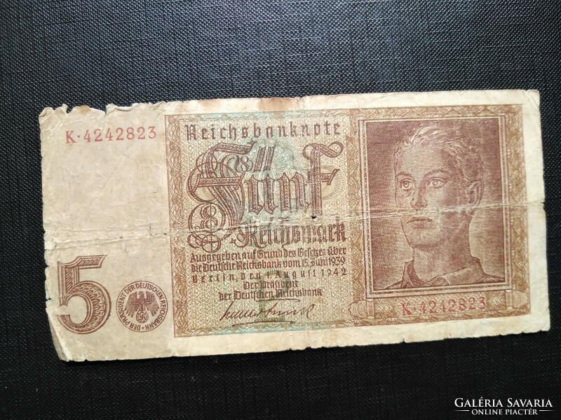 Germany 5 reichsmark, German mark 1942, worn