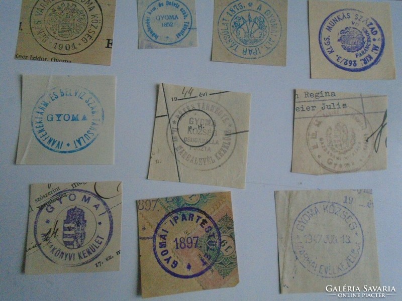 D202367 GYOMA régi bélyegző-lenyomatok 31 db.   kb 1900-1950's
