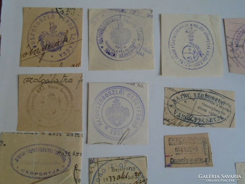 D202362  HAJDÚSZOBOSZLÓ   régi bélyegző-lenyomatok 40 db.   kb 1900-1950's