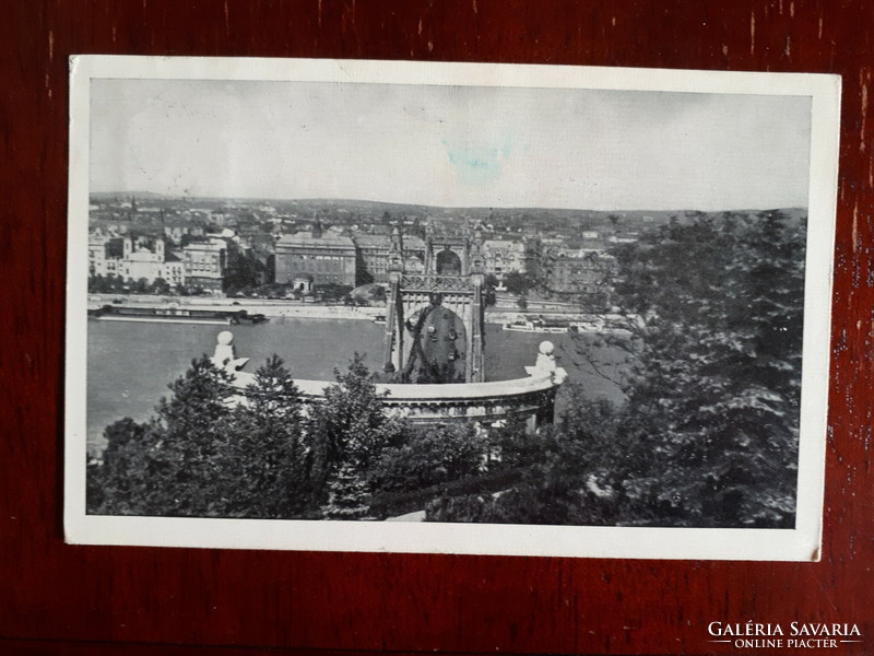 Bp, old Elizabeth Bridge from Gellért Hill - postcard run 1940