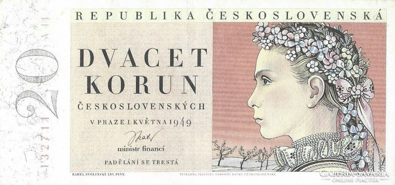 20 Korun crowns 1949 Czechoslovakia is beautiful