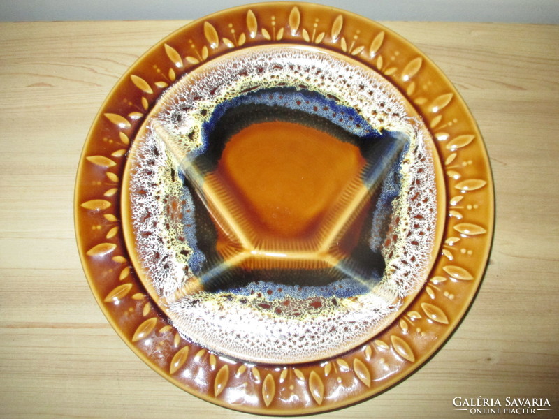 Sarreguemines glazed, split, fondue plate