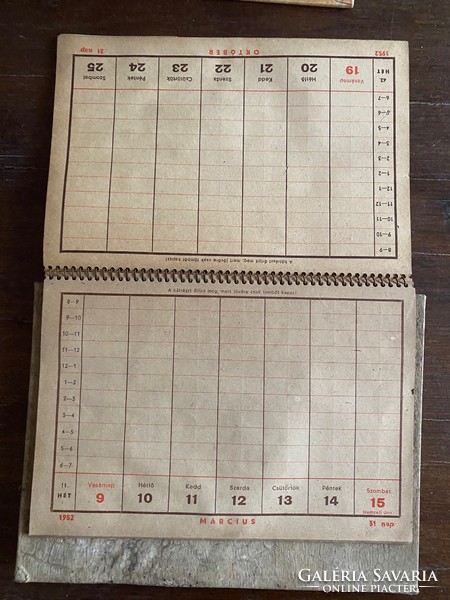 Régi asztali naptár. 1952.