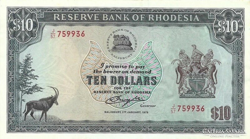 10 Dollars 1/2/1979 Vj: zimbabwe bird rhodesia rhodesia beautiful