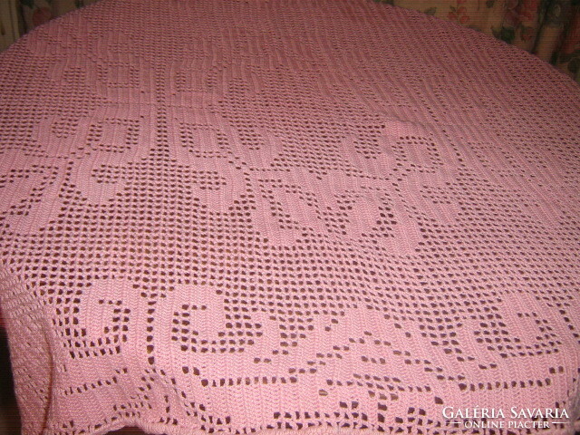 Beautiful hand-crocheted tablecloth with a baroque pattern
