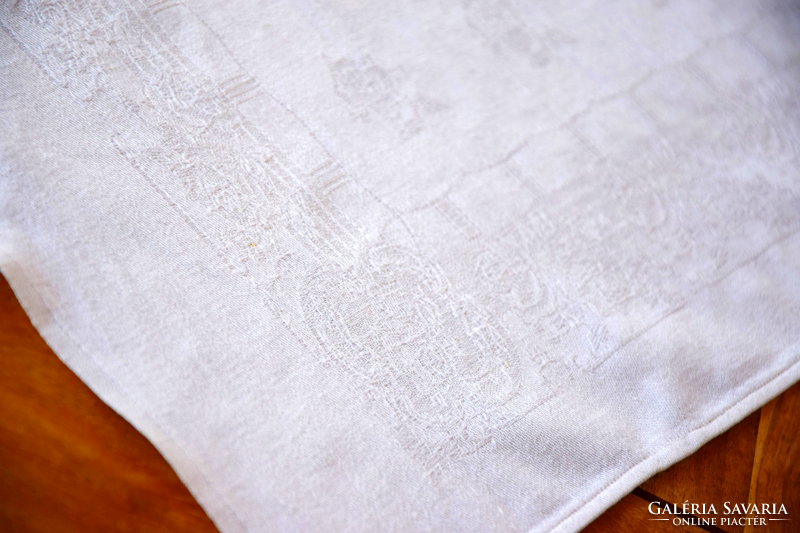 Old art deco damask napkin wipes kitchen towel tablecloth rose pattern 57 x 55
