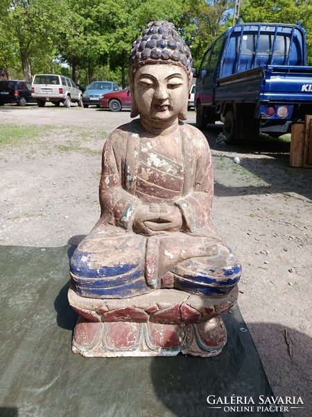 400-500 éves Buddha fa szobor 93 cm.