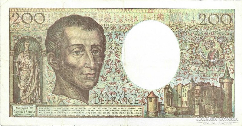 200 frank francs 1992 Franciaország Gyönyörű